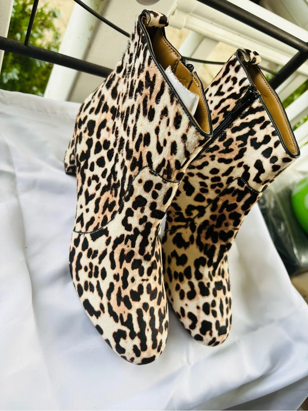 Aerosole Leopard Print Calf Hair Block Heel Ankle Booties